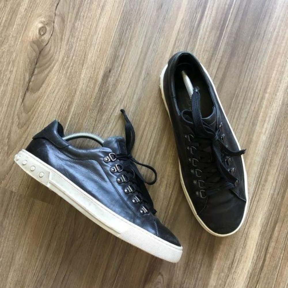 Tod's Leather Metal Lace Up Italian Studded Sneakers